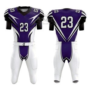 Nouvelle Arrivée Ensembles d'uniformes de football américain pour hommes Personnalisables Vente en gros Manches courtes Respirants Grandes tailles Impression par transfert thermique sur le devant - Product Image 5