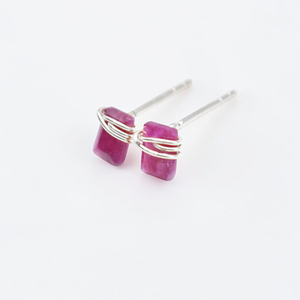 Elevated Minimalist Ruby <b>Stud</b> Earrings Brass Gemstone Silver Finish Ear <b>Studs</b> Wholesale 2026 Handmade Wearable Art - Product Image 2