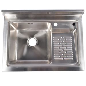 Lavello da Cucina Rustico in Acciaio Inossidabile da 28,3 Pollici con Lavello Sinistro e Scarico Destro, Rubinetto e Lavatoio Autoportanti in Argento, Finitura Argento - Product Image 5