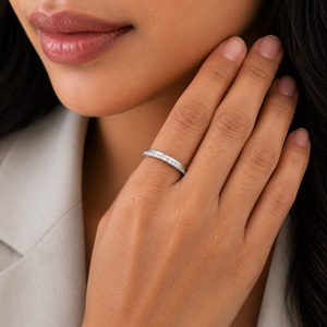 Bague double en argent sterling 925 pour femme avec zircon cubique, minimaliste, empilable, élégante, finition polie, pour un usage quotidien - Product Image 5