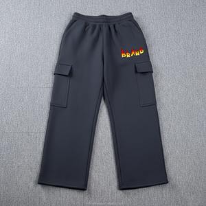 Pantalones acampanados casuales de invierno para mujer, de cintura media, gruesos, de pierna ancha, corte regular, forrados de vellón, con cremallera frontal, ecológicos - Product Image 4