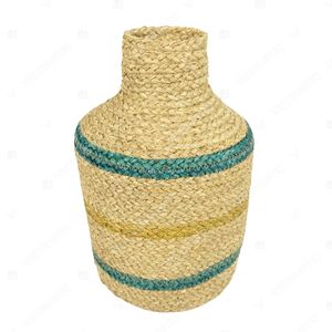 Jarrón de hierba marina con diseño de rayas y costuras hechas a mano, jarrón floral para decoración de mesa, jarrón para plantas sin marco - Product Image 3