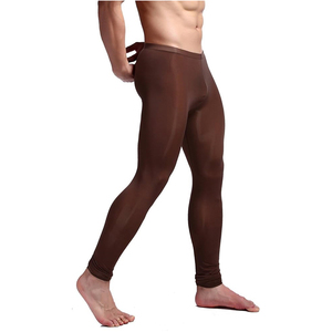 Leggings de Compresión Largos para Hombre, Color Marrón Sólido, Cintura Elástica, Spandex, Poliéster, Secado Rápido, 220g - Product Image 4
