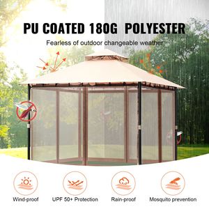 Gazebo da Giardino 3x3 Metri con Telaio in Metallo, Zanzariera e Tettoia in Poliestere Rivestito in PU per 6-8 Persone - Product Image 2