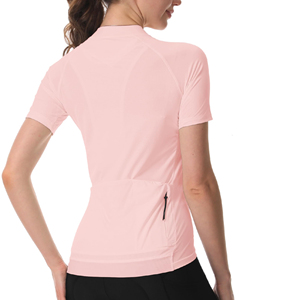 Maillot de cyclisme rose à manches courtes avec fermeture éclair pour femme, respirant, séchage rapide, printemps automne, maillot de cyclisme sur route - Product Image 2