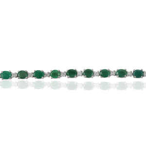925 Sterling Silver Emerald and Diamond Tennis <b>Bracelet</b> Oval and Round Gemstone Handmade Jewelry for Women Party - Product Image 6