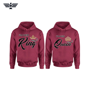 Sudaderas de Pareja con Estampado de Letras, Unisex, Gris, Felpa, con Bolsillo, 330g, Otoño, Modelo I'm Her King I'm His Queen - Product Image 4