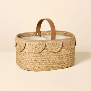 OEM ODM Handmade Hyacinth Diaper Caddy Basket for Baby Nursery Organization <b>Storage</b> and Baby <b>Shower</b> Gift Wholesale from Vietnam - Product Image 1