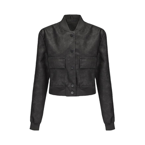 แจ็กเก็ตหนังแขนยาวสำหรับผู้หญิง, แจ็กเก็ตหนังฤดูหนาวมีกระดุมติดกระเป๋าสำหรับใส่ฤดูใบไม้ร่วงและฤดูหนาว - Product Image 6