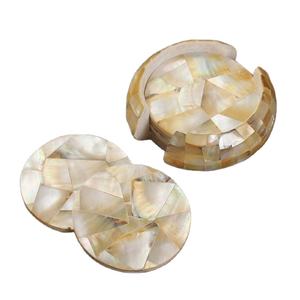 Marble Inlay Coaster Set Overlaid with Mother of Pearl Premium Mother of Pearl Coaster Set Hotels & Restaurant - Product Image 1