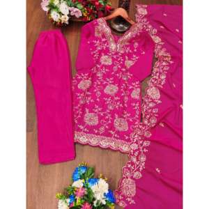 Ensembles de designer pour femmes Costume de chinon brodé avec travail brodé séquentiel - Product Image 1