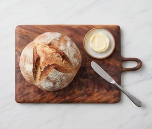 Planche à découper rectangulaire en bois d'olivier faite à la main avec poignée, bloc de découpe à grain naturel pour la cuisine - Product Image 3