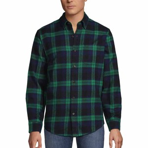 Camisa de Franela a Cuadros de Manga Larga para Hombre, Azul Oscuro y Verde, Estilo Casual con Botones, Cuello Clásico, Manga Larga, Tejido Transpirable, Estilo Otoñal - Product Image 5