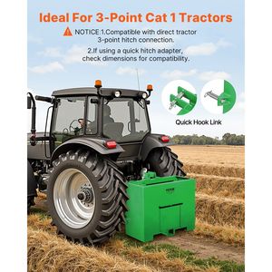 Cassetta Portaballast per Trattore in Acciaio Rinforzato, Categoria 1, a 3 Punti, Capacità 800 libbre, Ricevitore Gancio Traino da 2 Pollici, 4.3 Ft³, Attacco Rapido Grande VO - Product Image 2