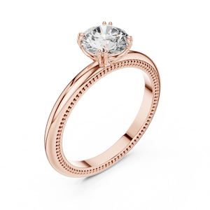 Bague de fiançailles solitaire en or rose 18 carats avec diamant, sertissage en canal et détails milgrain - Éternelle grâce, promesse intemporelle pour un anniversaire - Product Image 2