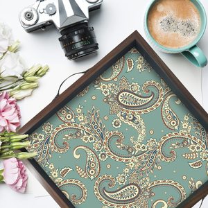 Leading Design Metallic Handle Tray Square Wooden Serving Tray Mango Wooden <b>Platter</b> Serving Decor Available At Best Price - Product Image 2