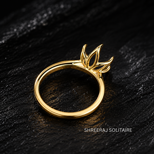 En gros, monture de bague de fiançailles semi-montée florale pour diamant rond de 1 à 5 carats, personnalisable, en or 14K 18K ou platine, bijoux - Product Image 2