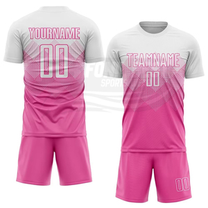 Conjunto de Camiseta de Fútbol Sublimada Personalizada, Degradado Negro y Rosa, Cuello Redondo, Manga Corta, Poliéster que Absorbe la Humedad, Unisex para Adultos - Product Image 2