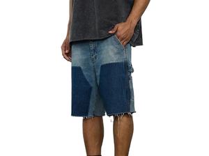 Pantalones Cortos de Mezclilla para Hombre con Diseño de Cruz de Cristal, Estilo Vintage, de Moda Urbana, de Tela Pesada, Lavados, con Pedrería, Tendencia de Verano, Súper Ventas - Product Image 5