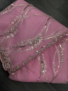Precio de Fábrica OEM Sari Rosa Malva Premium con Bordado de Red, Diseño Tradicional Indio, Ropa Étnica, Sari con Blusa Preconfeccionada al por Mayor - Product Image 4