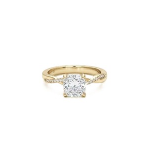 Half Eternity <b>Cushion</b> Round Lab Grown Diamond Ring IGI Certified 10K 14K 18K Solid Gold Engagement Ring Color DEF Clarity VS VVS - Product Image 2