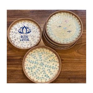 POPULAR PICK Mother Of Pearl Rattan Storage Tray For Dining Table Decor And Accessory Arrangement Elegant Style - Product Image 1
