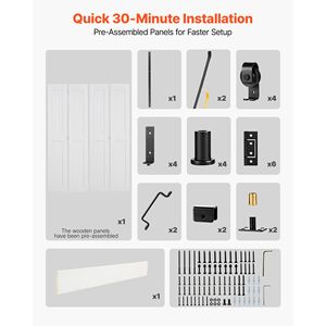 Porta Scorrevole a Soffietto 60x84 Pollici in MDF con Kit Hardware a Telaio a H, Preassemblata, Design Salvaspazio - Product Image 5