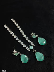 Ensemble de bijoux de mariée en diamant américain classique Collier et boucles d'oreilles en deux pièces pour mariage Style classique à la mode - Product Image 5