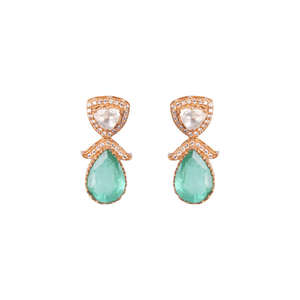 Ensemble collier et boucles d'oreilles plaqués or pour femmes |   Bijoux de mariée et de fête en argent sterling 925 par Gajaah - Product Image 2