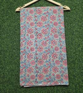 Floral Cotton <b>Fabric</b> Coral <b>Pink</b> Flowers Blue Leaves Sewing Material Soft Lightweight for Kids Women Dresses Sewing Gift For Her - Product Image 1