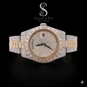 นาฬิกาโมอิสซาไนต์แบบหรูหราสั่งทำพิเศษ ประดับเพชรเต็มเรือน ผ่านการทดสอบคุณภาพเพชร เหมาะสำหรับเป็นของขวัญ นาฬิกาจักรกลคุณภาพสูง - Product Image 1