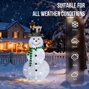 Decorazioni Natalizie da Esterno Pre-Illuminate 4FT, 120 LED Bianchi, Pupazzo di Neve e Scoiattolo Gonfiabili Luminosi per le Festività - Product Image 6