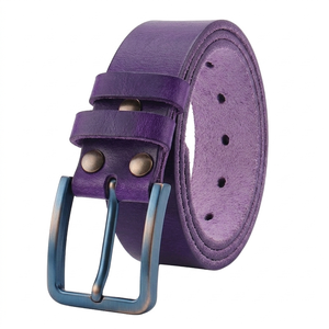 Cinturón de Cuero Vacuno Casual para Hombre, Estilo Retro, Acabado Lavado a Mano, Hebilla de Aleación, Diseño Trenzado Sólido - Product Image 6