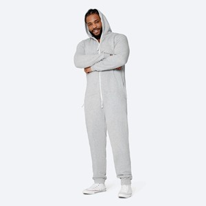 Chándal gris para hombre con capucha, cierre de cremallera, estilo casual con bolsillos laterales, corte regular, 100% algodón, estilo otoñal - Product Image 1
