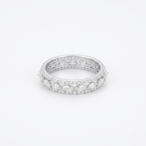 Bague de mariage minimaliste pour femme en or blanc 14 carats avec diamant de laboratoire taille marquise 1,00 carat, clarté VS1, couleur F, certifié IGI - Product Image 1