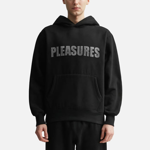 Sudadera con capucha de letras con pedrería para hombre, corte holgado, algodón French Terry de 450GSM, media cremallera, estilo oversize, streetwear - Product Image 3