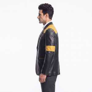 OEM Men <b>Leather</b> <b>Blazer</b> <b>Jacket</b> Mens PU Cowhide Button Down <b>Leather</b> <b>Blazer</b> Men's <b>Leather</b> <b>Blazer</b> <b>Jacket</b> Office <b>Leather</b> Coat - Product Image 3
