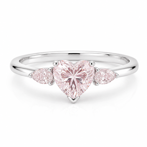 Anillo de compromiso de lujo con tres diamantes rosas en forma de corazón, cultivados en laboratorio, plata de ley 925, anillo de promesa romántico personalizado para mujer - Product Image 1