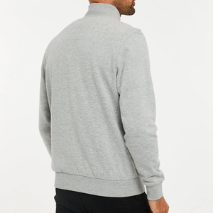 Sweat-shirt gris pour homme à col zippé, coupe classique, couleur unie, décontracté, col montant, 100 % coton French Terry, idéal pour l'automne - Product Image 2
