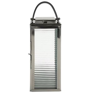 Farol de Acero Inoxidable con Paneles de Vidrio Acanalado, Portavelas Decorativo para Jardín Exterior, para Bodas y Decoración del Hogar - Product Image 1