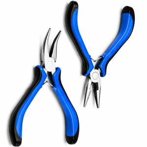 MANAN INSTRUMENTS 2Pcs Stainless Steel Mini Long Nose Bent Nose <b>Pliers</b> <b>Set</b> Precision Spring Loaded Hand Tools for DIY Jewelry - Product Image 1