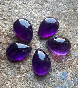 5 cabochons en améthyste en forme de goutte d'eau, pierres précieuses de qualité supérieure, polies, pour la fabrication de bijoux, vente en gros - Product Image 1