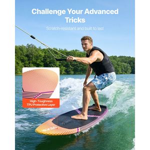 63-Inch UV-Resistant Wakesurf Board EPS <b>Foam</b> Core with EVA Non-Slip <b>Pad</b> and 3 Tail Fins Wake Surfing Waterboard Accessory - Product Image 6