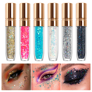 Shining <b>Glitter</b> <b>Gel</b> 6 Colors High Pigment Waterproof Easy Applying Eco-Friendly Vegan for Eye <b>Face</b> Lip Makeup Private Label - Product Image 1