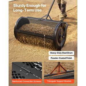 Épandeur de compost de 36 pouces de large pour jardin, tourbe, engrais, avec poignée de poussée/traction, 4 hauteurs réglables, en acier thermolaqué - Product Image 4