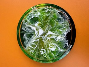 Handcrafted Lightweight Resin Serving Tray with Green & White Natural Finish Food Safe Decorative Organizer Gift Tray Home <b>D</b>écor - Product Image 1
