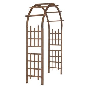 7FT Dark Wooden Garden Arbor <b>Wedding</b> Arch <b>Stand</b> for Ceremony Parties Pergola Trellis Climbing Plants <b>Backdrop</b> - Product Image 1