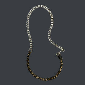 Pure Titanium Steel Gold Plated <b>Chain</b> with Black and Light Brown Beaded <b>Rope</b> Necklace for Men and Boys-17 Inch - Product Image 4