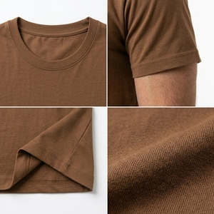 Camiseta de Algodón Marrón para Hombre, Cuello Redondo, Manga Corta, Corte Regular, Estilo Casual, Tejido Jersey, Color Sólido - Product Image 6