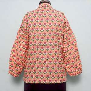 Haut indien floral vintage personnalisé de haute qualité pour femme, style coréen, 100 % coton, écologique, manches bouffantes - Product Image 6